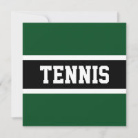 TENNIS Fun Sporty Forest Green Black White Stripes