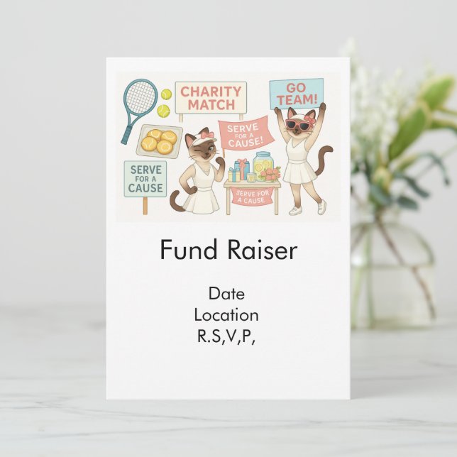 Tennis Fund Raiser for Cat Lovers Invitation (Standing Front)