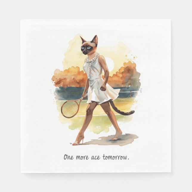 Tennis Funny Saying for Cat Lovers Napkin (Front)