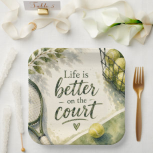 Tennis Funny Saying for Player Party tennis themed Paper Plate