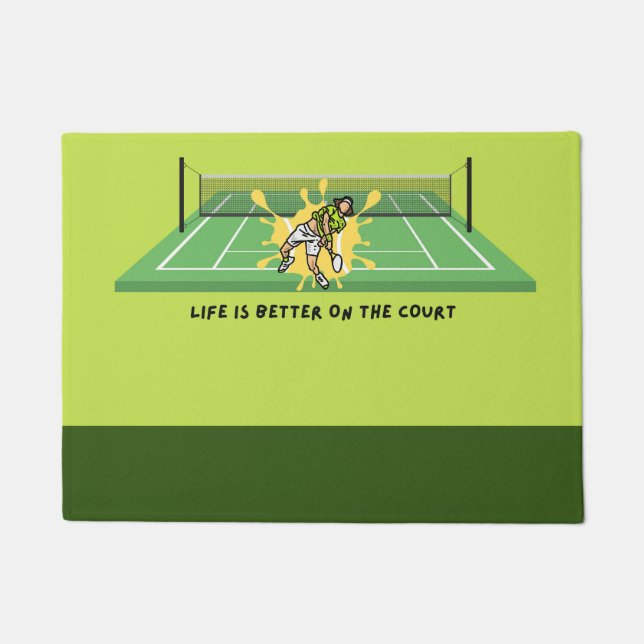 Tennis Funny saying Life is better on the court Doormat (Front)