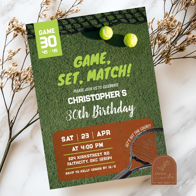 Tennis Game Set Match Birthday Game Invitation (Creator Uploaded)