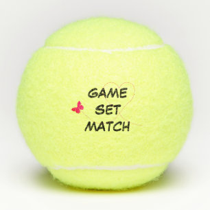 Tennis Game Set Match Butterfly Love Personalised Tennis Balls