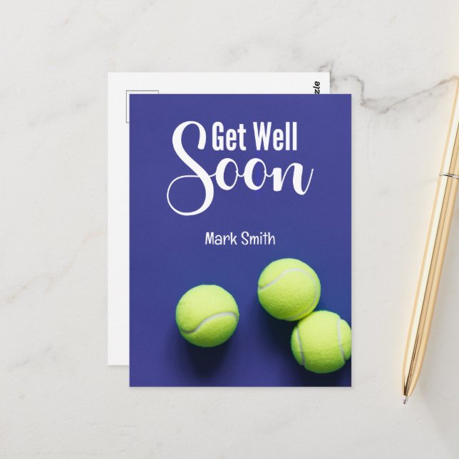 Tennis Get Well Soon  Postcard (Front/Back In Situ)