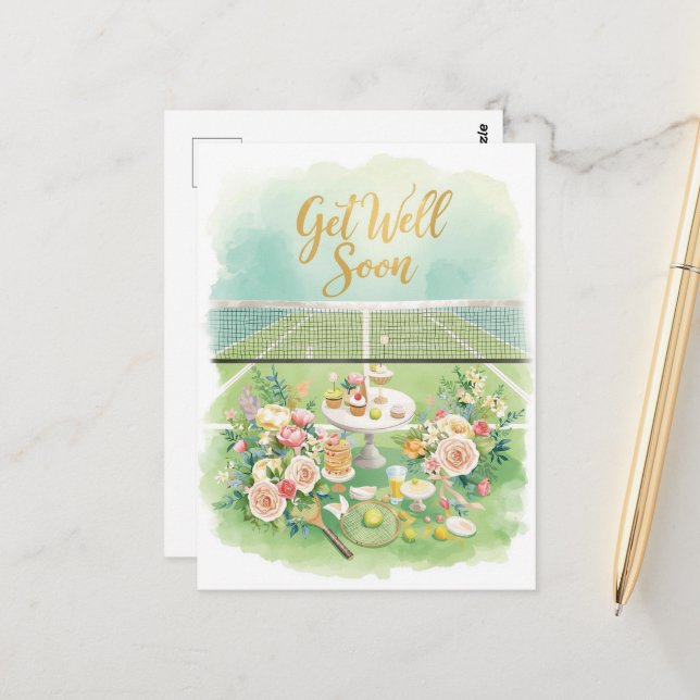 Tennis Get Well Soon  Postcard (Front/Back In Situ)