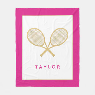 Tennis Gift Chic Gold and Pink Custom Fleece Blanket