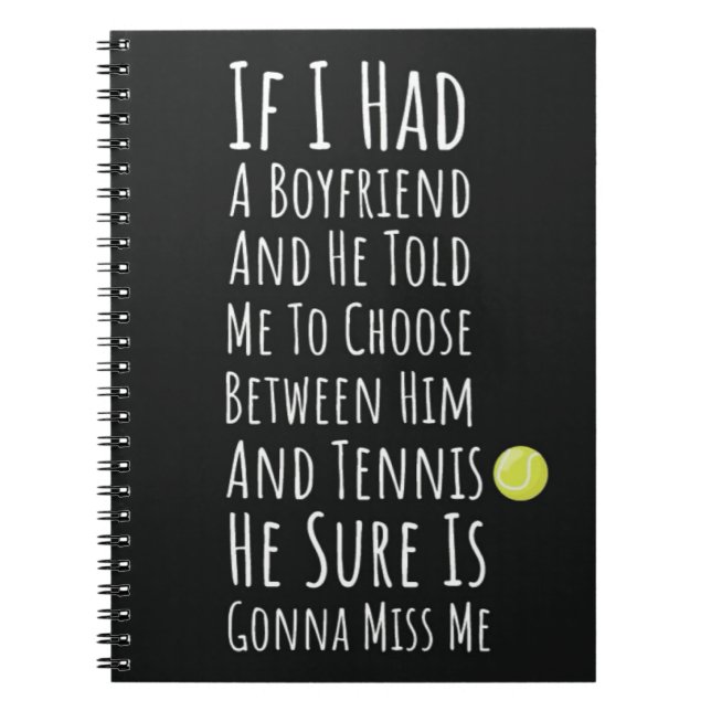Tennis Gifts For Girls Her Kids Girly Player Funny Notebook (Front)