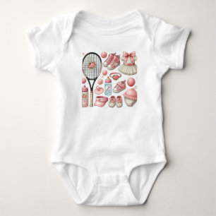 Tennis Girl Baby Shower  themed for cat lovers Bodysuit