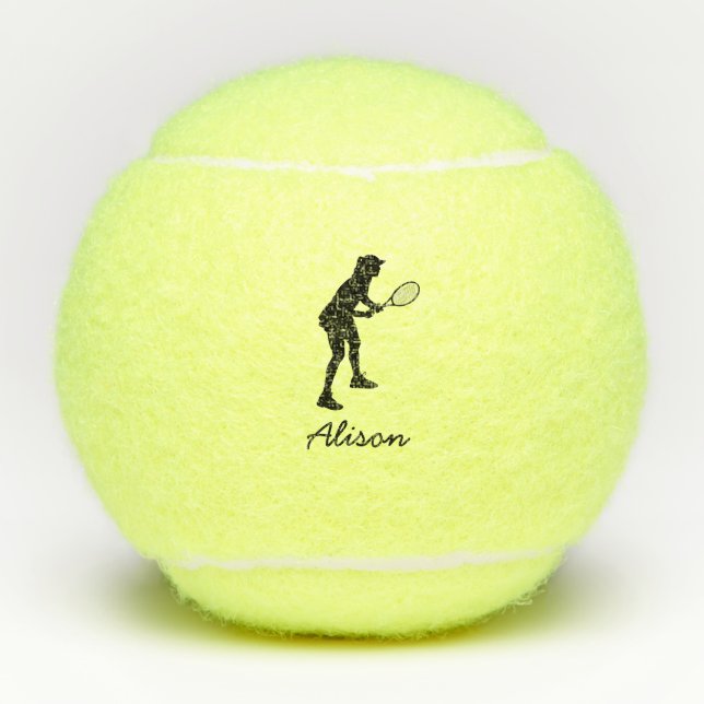 Tennis Girl Custom Name Personalised Balls (Front)