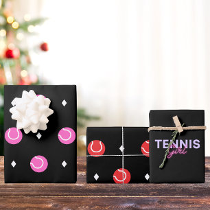 Tennis Girl Pink Balls Gift  Wrapping Paper Sheet