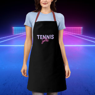 Tennis Girl Pink Lettering Black Apron