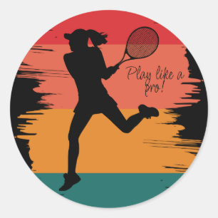 Tennis Girl Player Women Tennis Classic Round Sticker