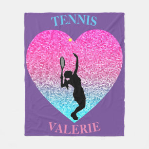 Tennis Girls Fleece Blanket w/ Personalised Name