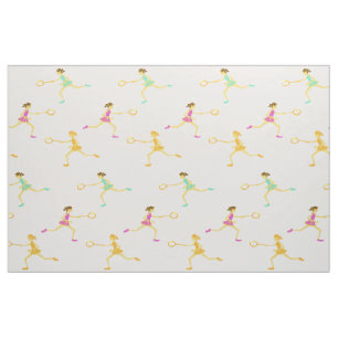 Tennis girls with racquet and ball fabric