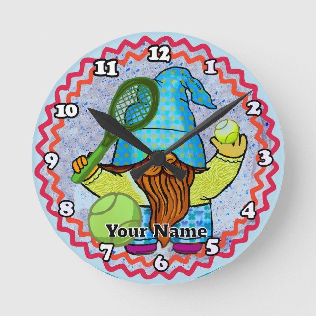 Tennis gnome  round clock (Front)