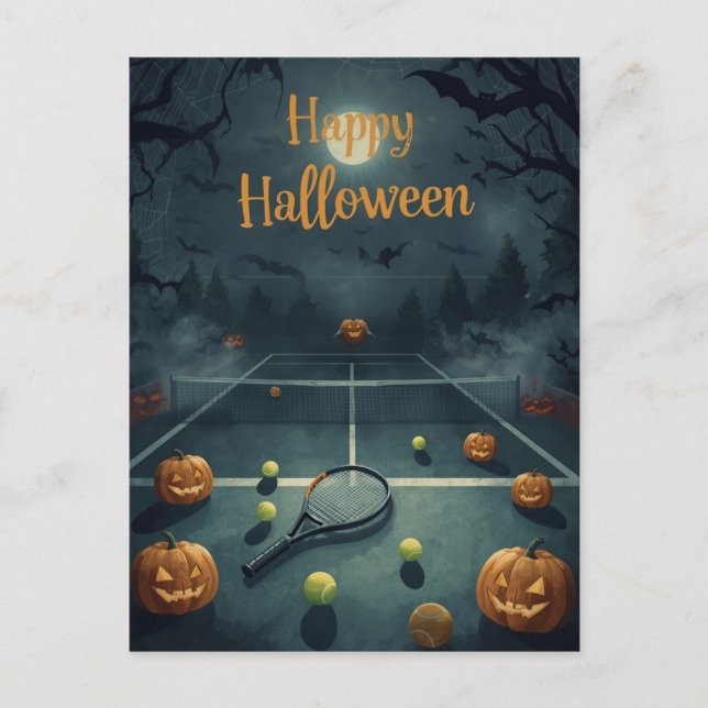 Tennis Halloween for Tennis Player with racket  Holiday Postcard (Front)