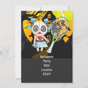 Tennis Halloween themed for Tennis Party Invitation