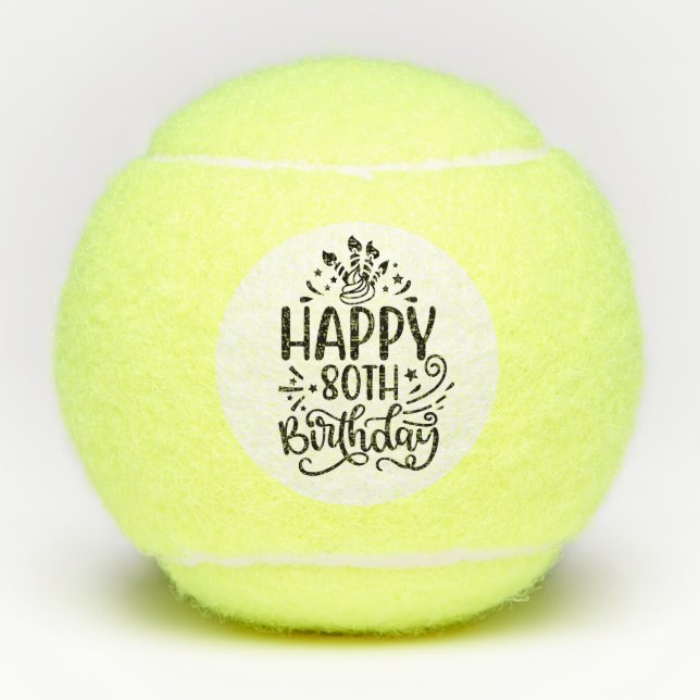 Tennis Happy 80th Birthday Balls (Front)