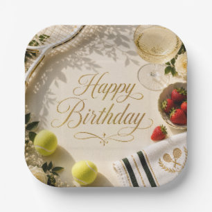 Tennis Happy Birthday Paper Plate