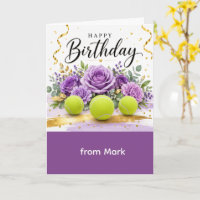 Tennis Happy Birthday with flowers
