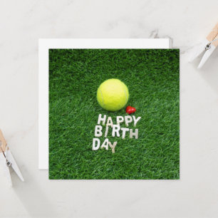 Tennis Happy Birthday with love heart shape Card