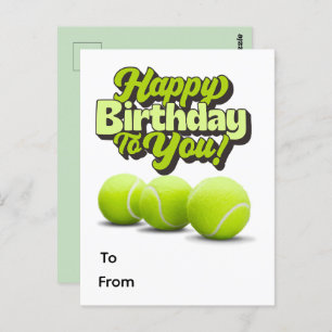 Tennis Happy Birthday with tennis ball Postcard
