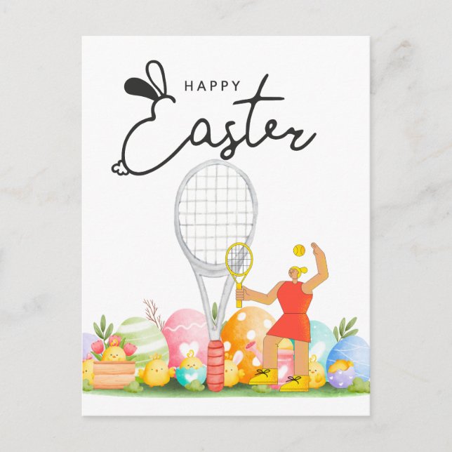 Tennis Happy Easter  to Tennis Player with eggs    Postcard (Front)