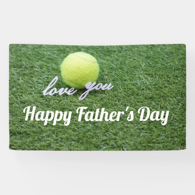 Tennis Happy Father's Day tennis ball with love Banner (Horizontal)