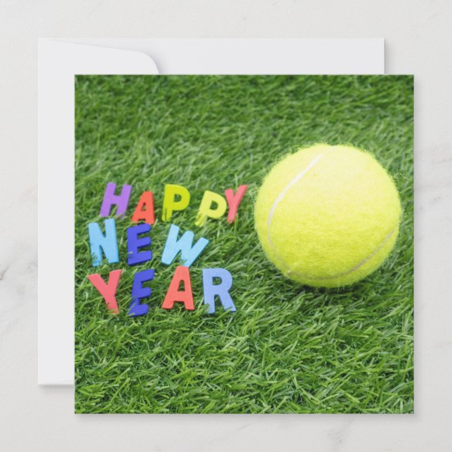 Tennis happy New Year & tennis ball for Player   Holiday Card (Front)