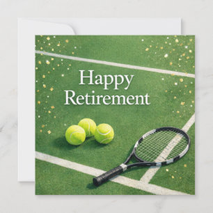 Tennis Happy Retirement with racket and ball Card