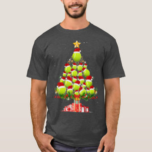 Tennis Hat Santa Player Christmas Tree In Snow Xma T-Shirt