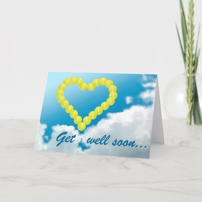 Tennis heart get well soon personalised card (Front)