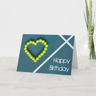 Tennis heart happy Birthday personalized Card