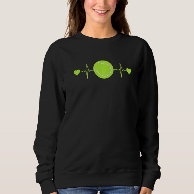 Tennis Heartbeat Funny Tennis Players Fans Premium Sweatshirt (Front)