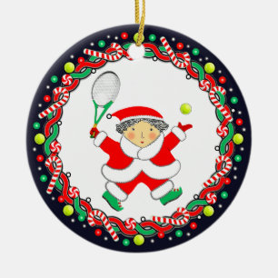 Tennis Holiday Gift Ceramic Ornament