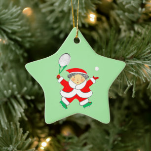 Tennis Holiday Gift Ceramic Tree Decoration
