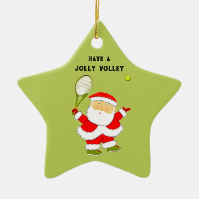 Tennis Holiday Gift Ceramic Tree Decoration (Front)