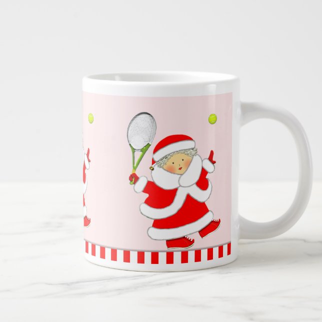 Tennis Holiday Gift Large Coffee Mug (Right)