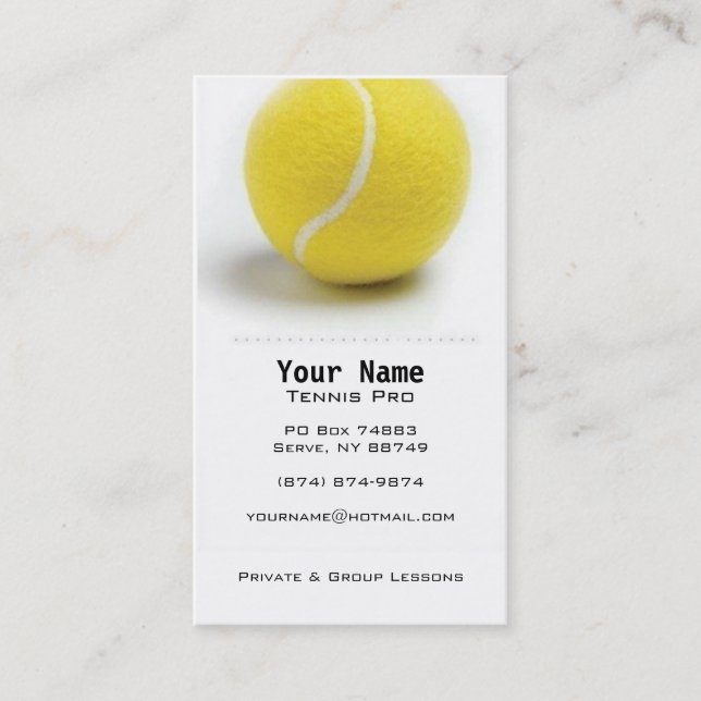 Tennis Instructor Business Card (Front)