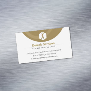 Tennis Instructor   Coach   Trainer Golden Magnetic Business Card