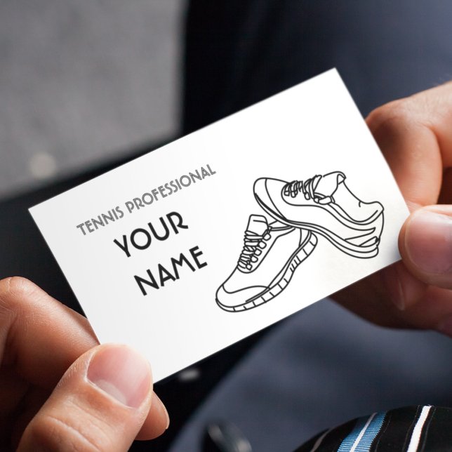 Tennis Instructor Simple Minimalistic Black White Business Card (Creator Uploaded)