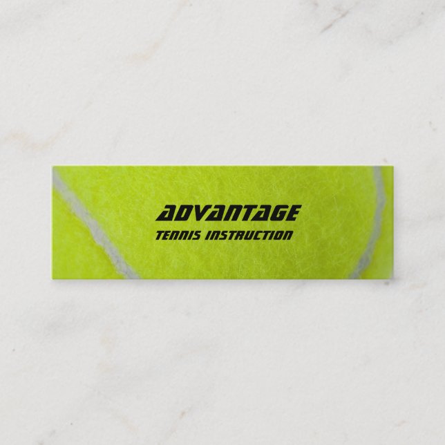 Tennis Instructor_yellow fuzz Mini Business Card (Front)