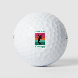 Tennis is My Therapy Rectangle Retro Sunset Golf Balls