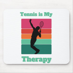 Tennis is My Therapy Rectangle Retro Sunset Mouse Pad