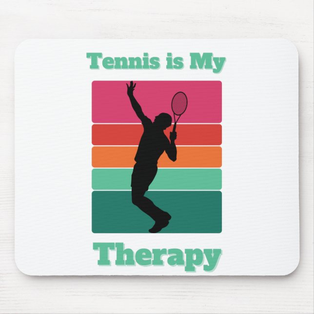Tennis is My Therapy Rectangle Retro Sunset Mouse Pad (Front)