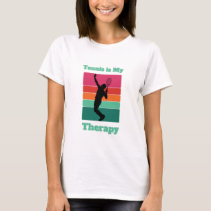 Tennis is My Therapy Rectangle Retro Sunset T-Shirt