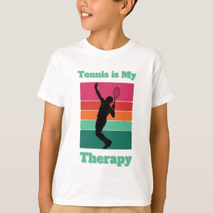 Tennis is My Therapy Rectangle Retro Sunset T-Shirt