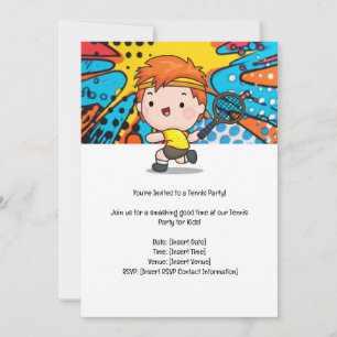 Tennis Kid Birthday Party Invitation