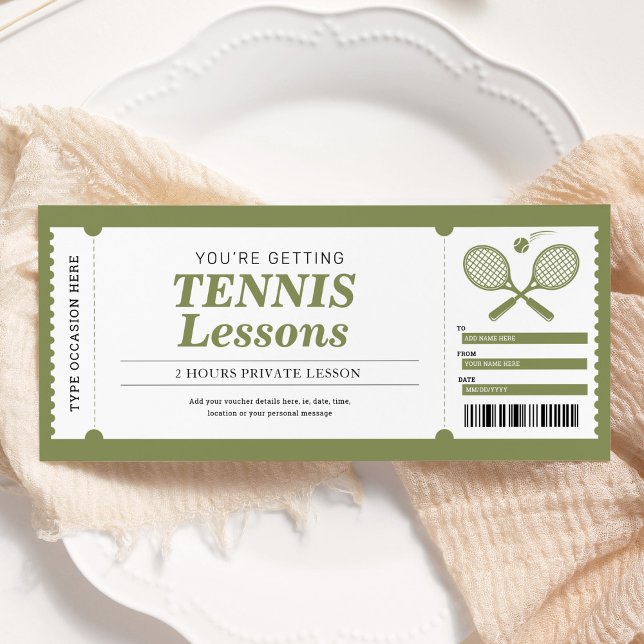 Tennis Lesson Gift Certificate Voucher Invitation (Creator Uploaded)