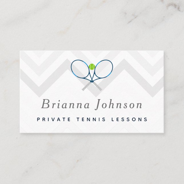 Tennis Lessons Private Coach Sports Social Media Business Card (Front)